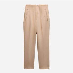 ZARA High-Waisted Camel Trousers – Blogger Favorite - size S tan pants